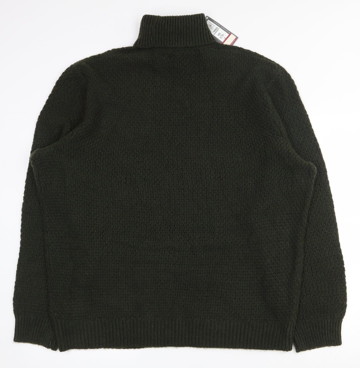 Marks and Spencer Mens Green Roll Neck  Polyester Pullover Jumper Size 2XL