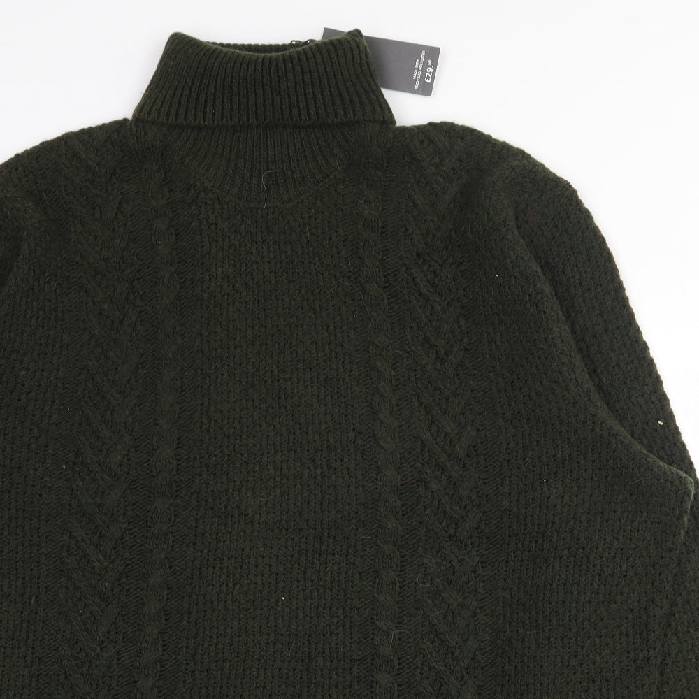 Marks and Spencer Mens Green Roll Neck  Polyester Pullover Jumper Size 2XL