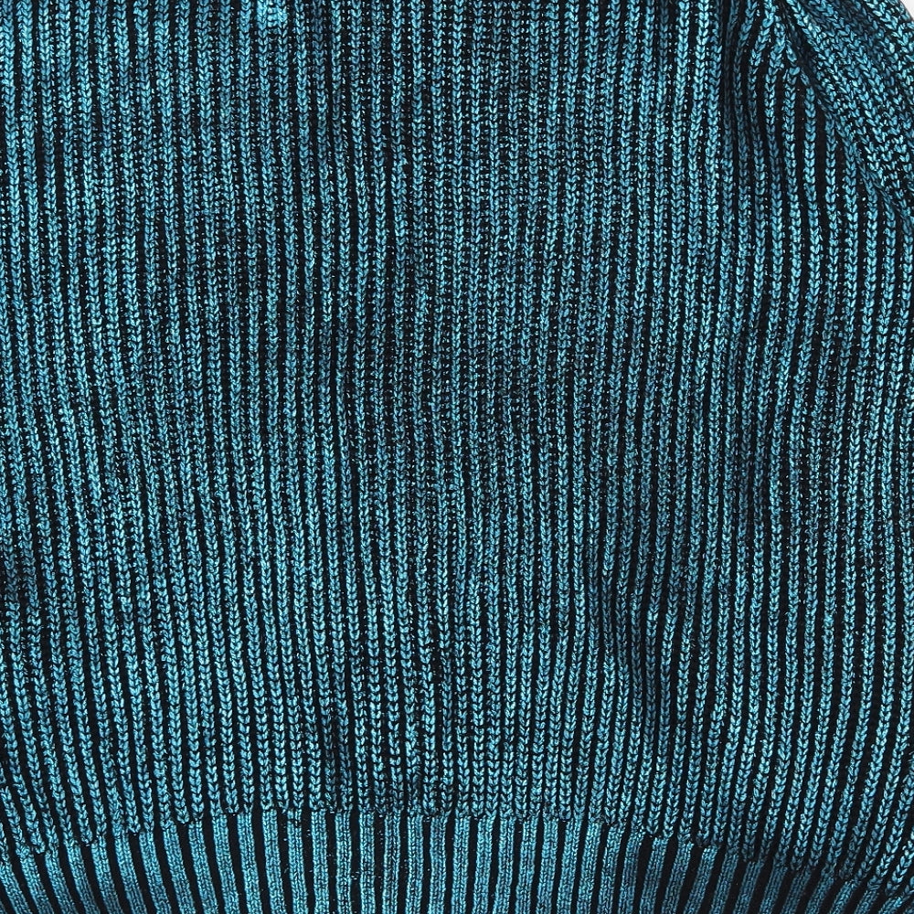 H&M Womens Blue Crew Neck  Acrylic Full Zip Jumper Size L
