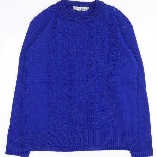 Pure and Natural Womens Blue Crew Neck  Acrylic Pullover Jumper Size M   - M/L