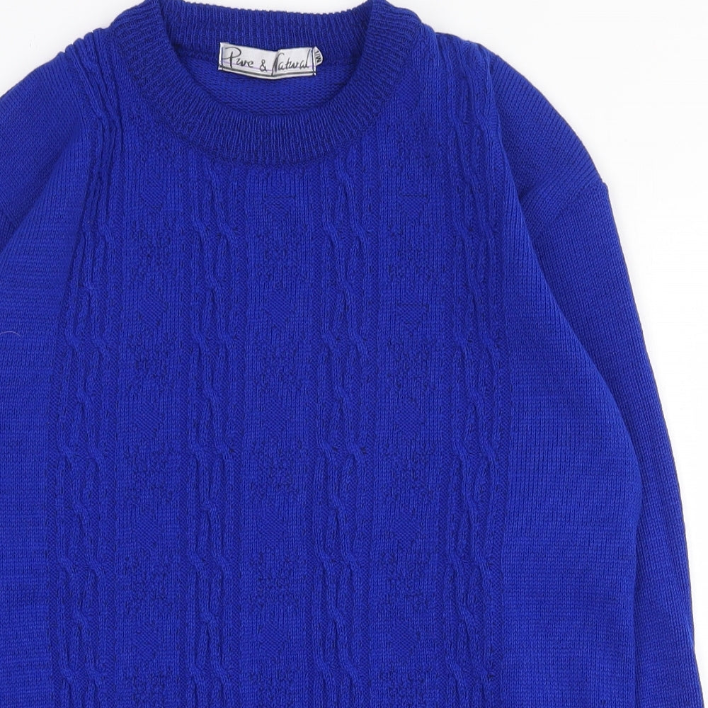 Pure and Natural Womens Blue Crew Neck  Acrylic Pullover Jumper Size M   - M/L
