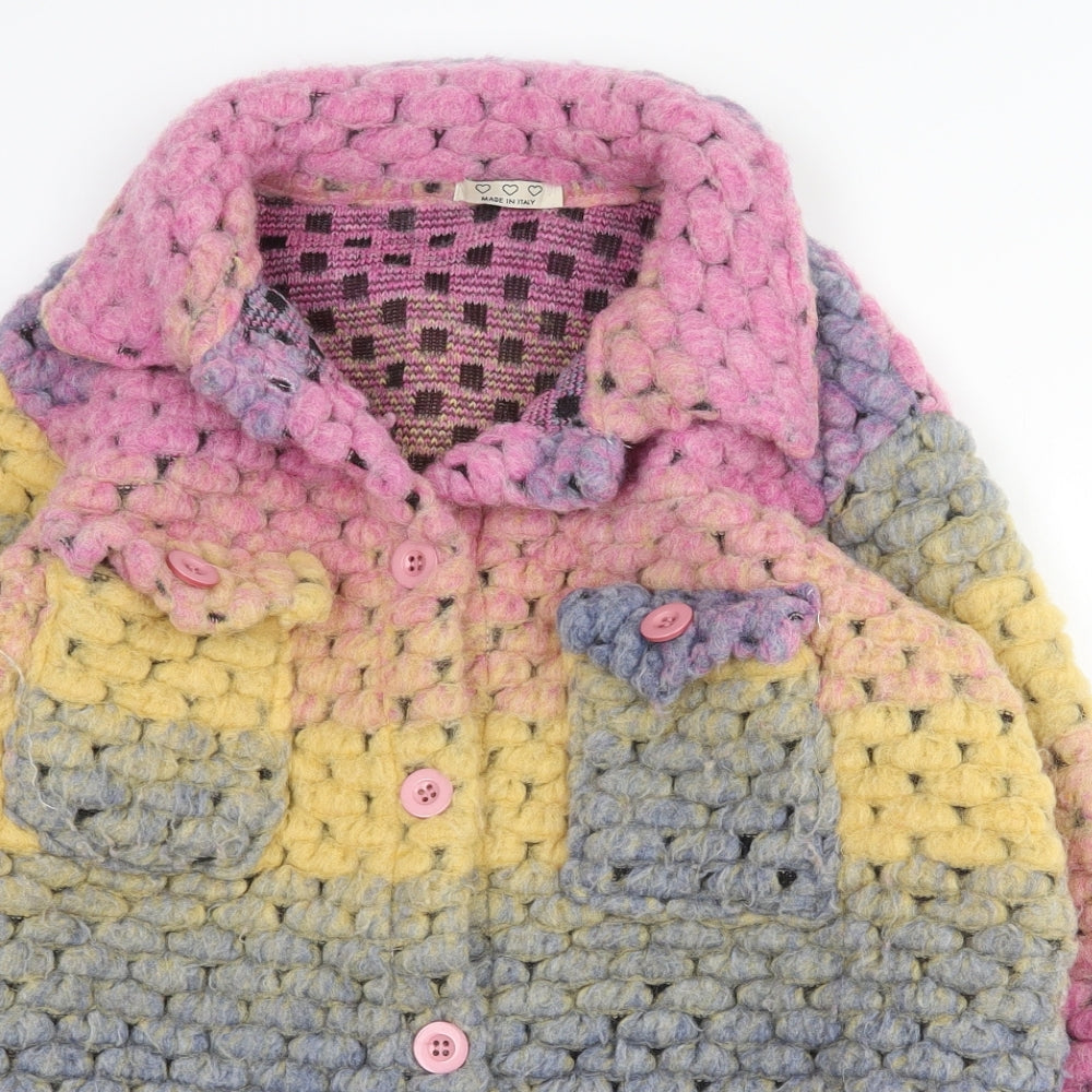 Per Una Womens Multicoloured Collared  Polyester Cardigan Jumper One Size