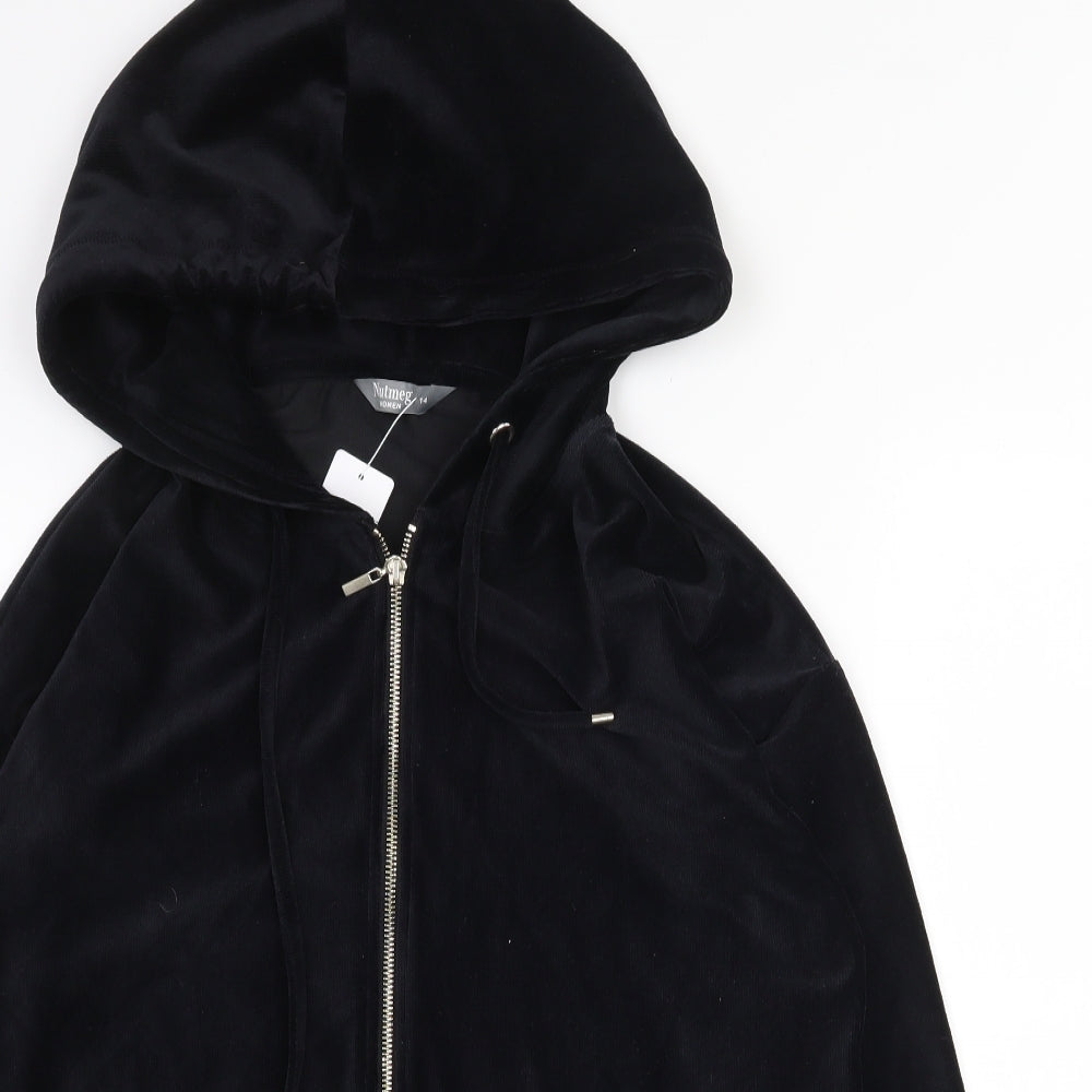 Nutmeg Womens Black  Polyester Full Zip Hoodie Size 14  Zip