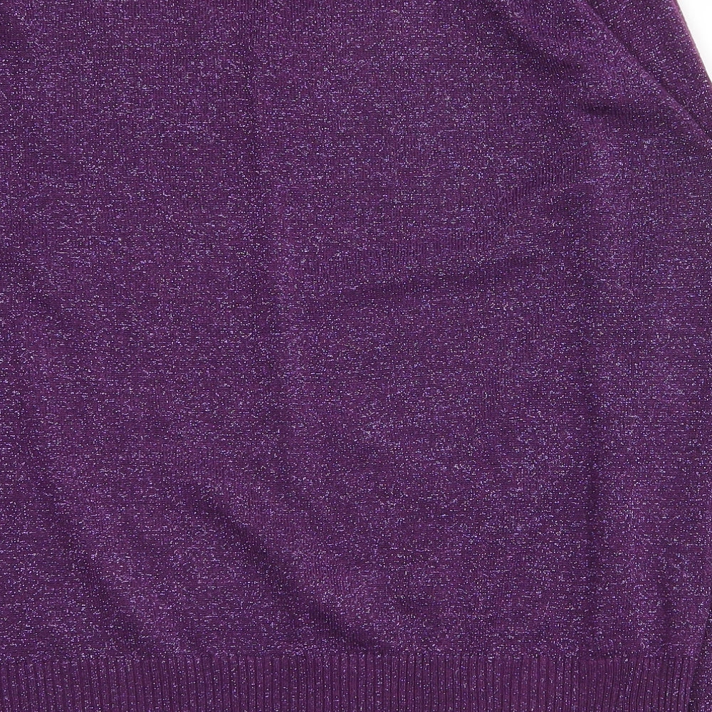 Bonmarché Womens Purple V-Neck  Acrylic Pullover Jumper Size M