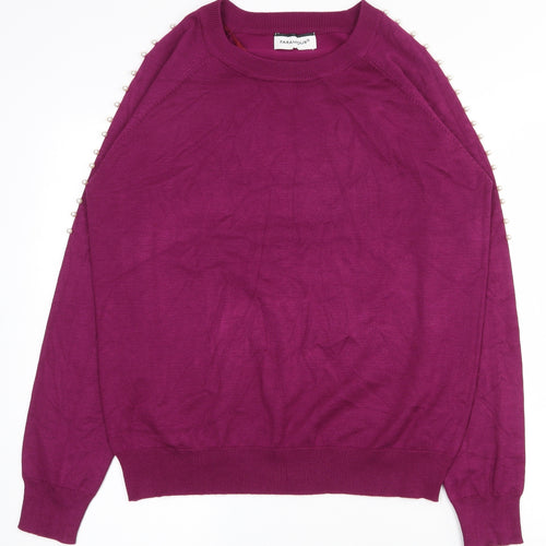 Paramour Womens Purple Round Neck  Viscose Pullover Jumper Size L