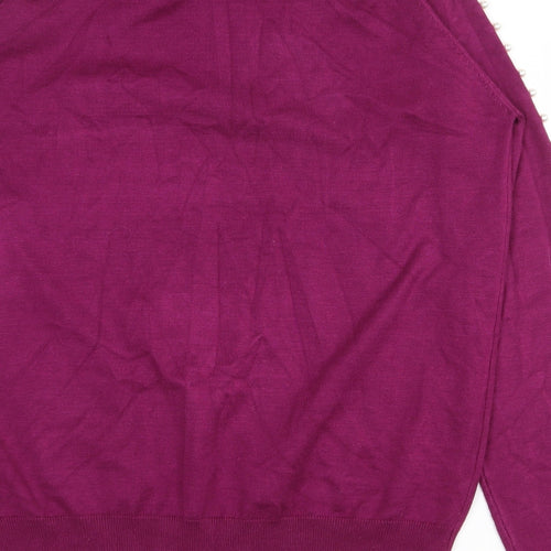Paramour Womens Purple Round Neck  Viscose Pullover Jumper Size L
