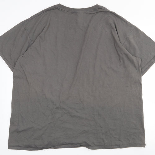 Gildan Mens Grey  Cotton  T-Shirt Size 3XL Round Neck