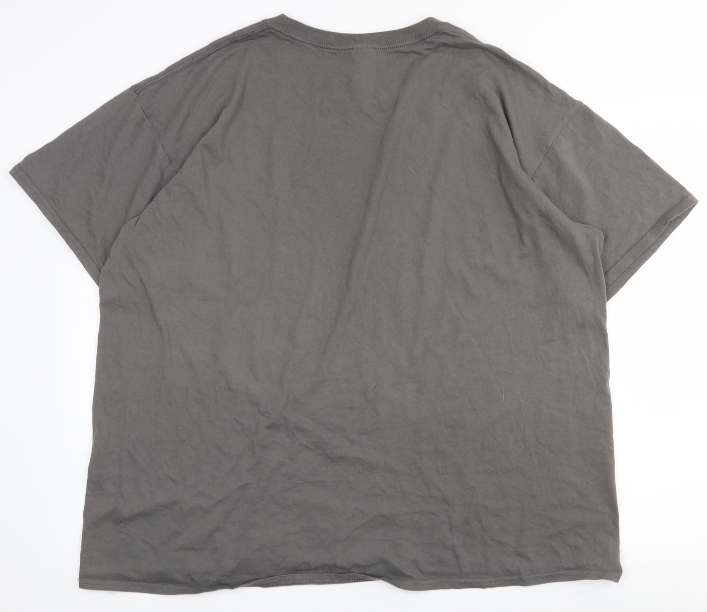 Gildan Mens Grey  Cotton  T-Shirt Size 3XL Round Neck