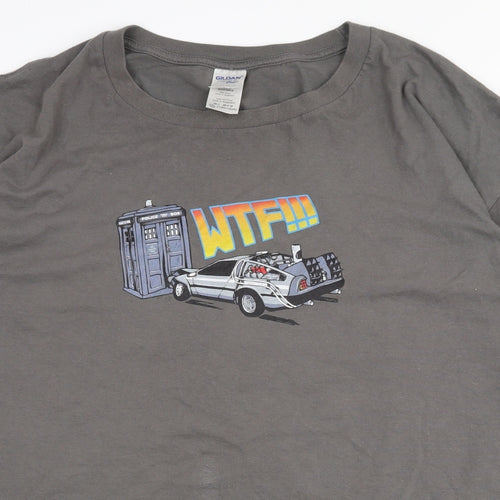 Gildan Mens Grey  Cotton  T-Shirt Size 3XL Round Neck