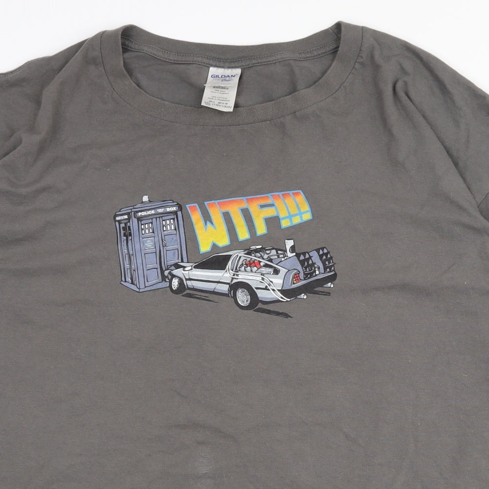 Gildan Mens Grey  Cotton  T-Shirt Size 3XL Round Neck