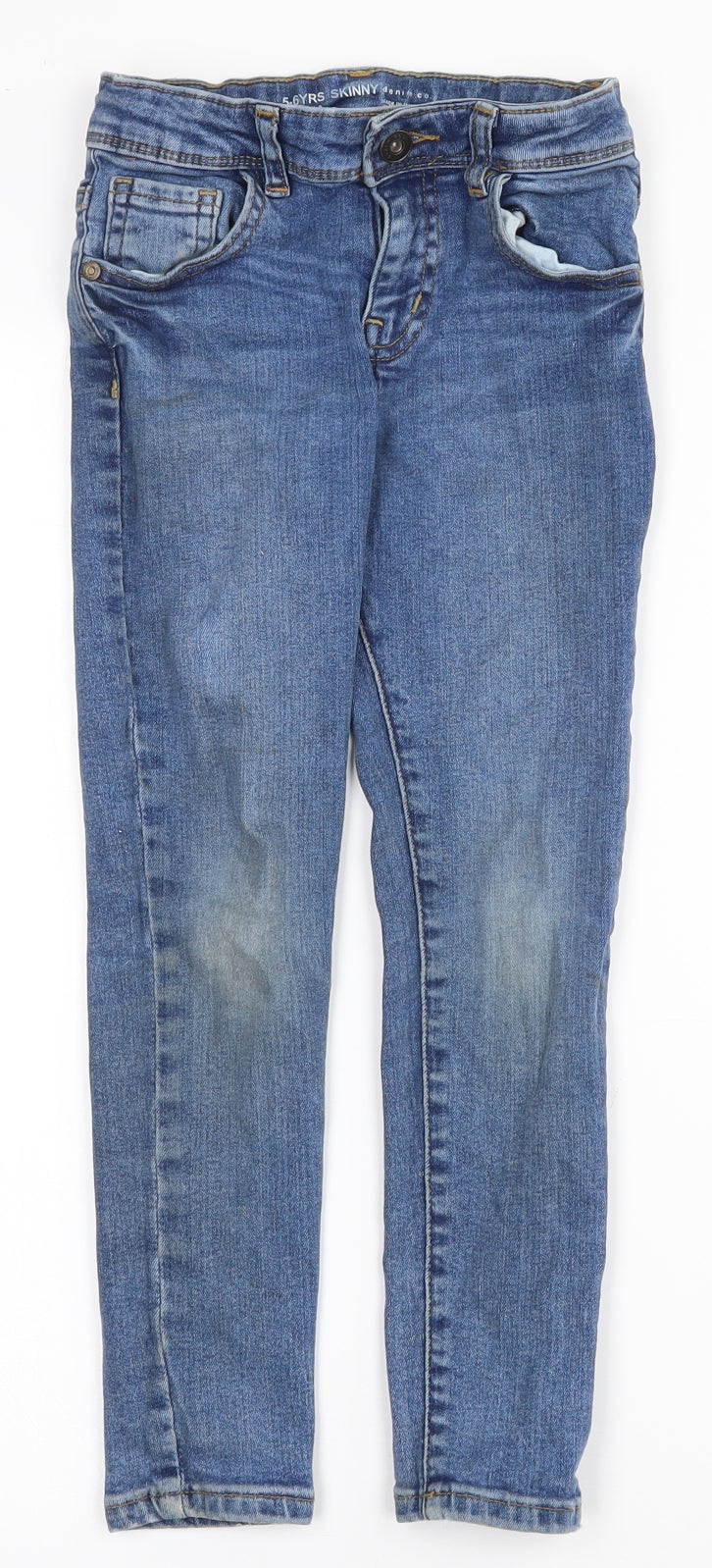 Primark Boys Blue  Cotton Skinny Jeans Size 5-6 Years  Regular Zip
