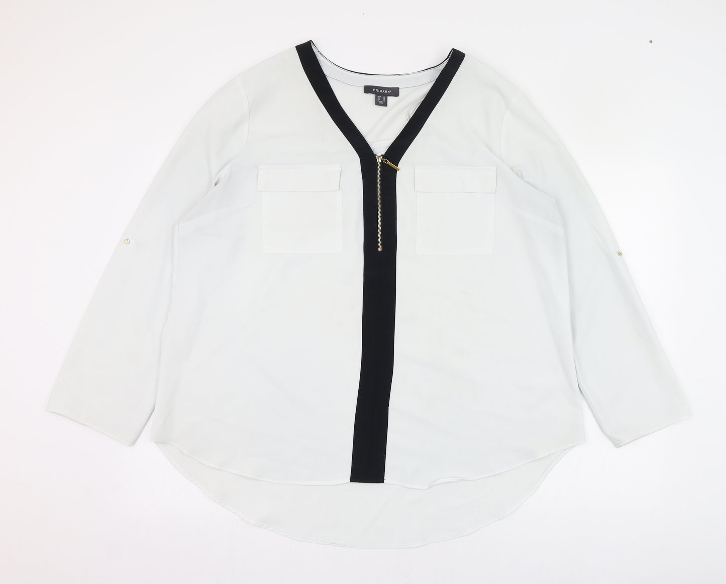 Primark Womens Ivory  Polyester Basic Blouse Size 20 V-Neck