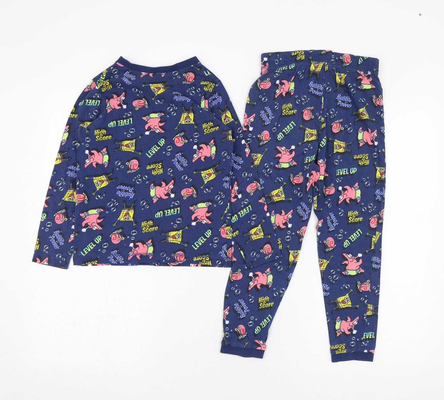 George Boys Blue Solid Cotton  Pyjama Set Size 5-6 Years  Pullover - Spongebob