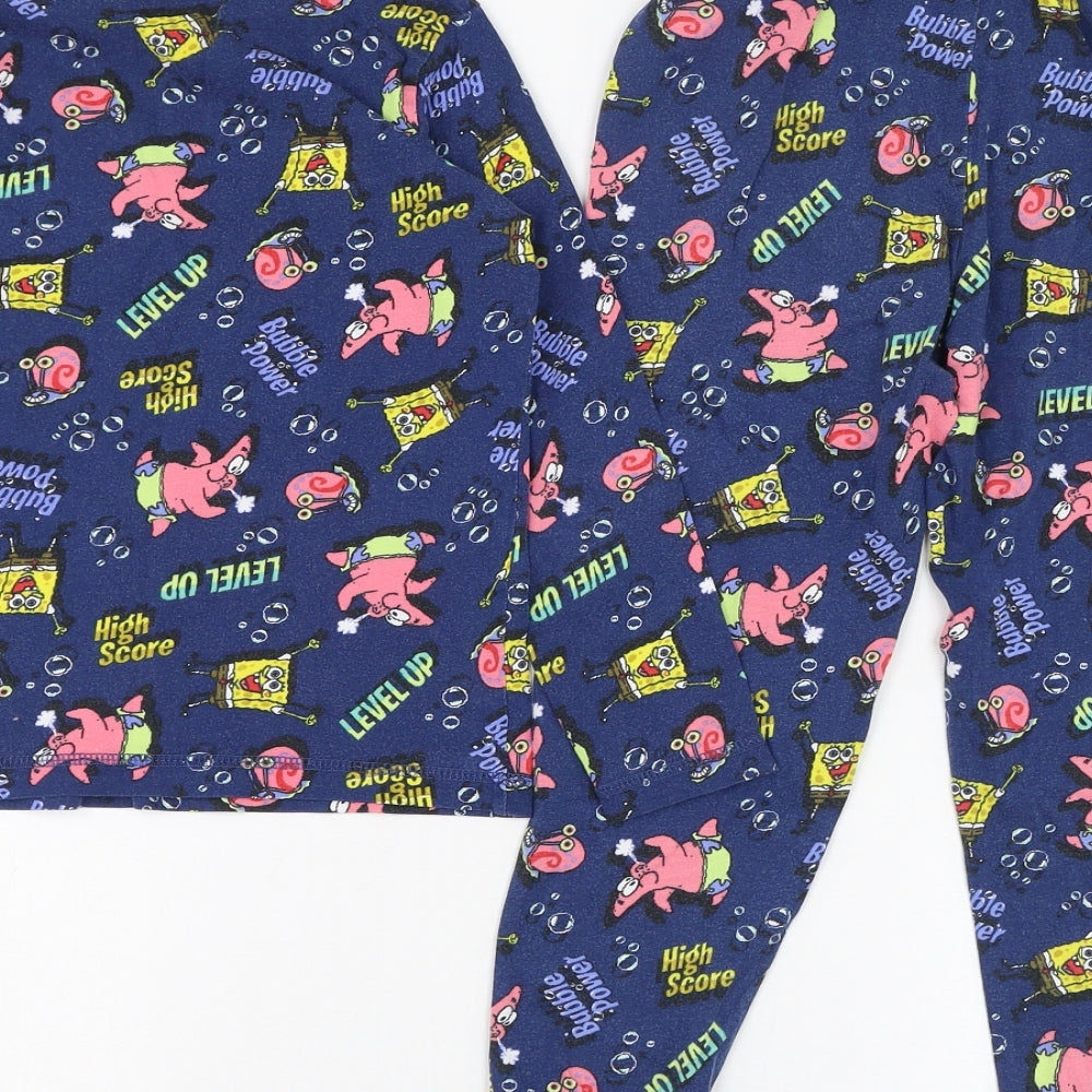 George Boys Blue Solid Cotton  Pyjama Set Size 5-6 Years  Pullover - Spongebob