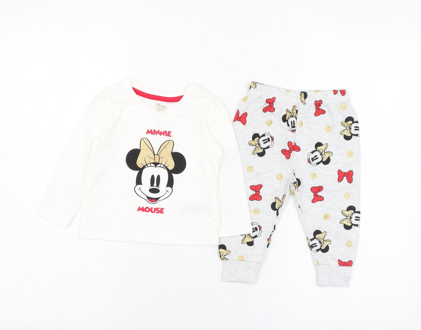 Primark Girls Ivory Solid Cotton Cami Pyjama Set Size 6-9 Months  Pullover - Minnie Mouse