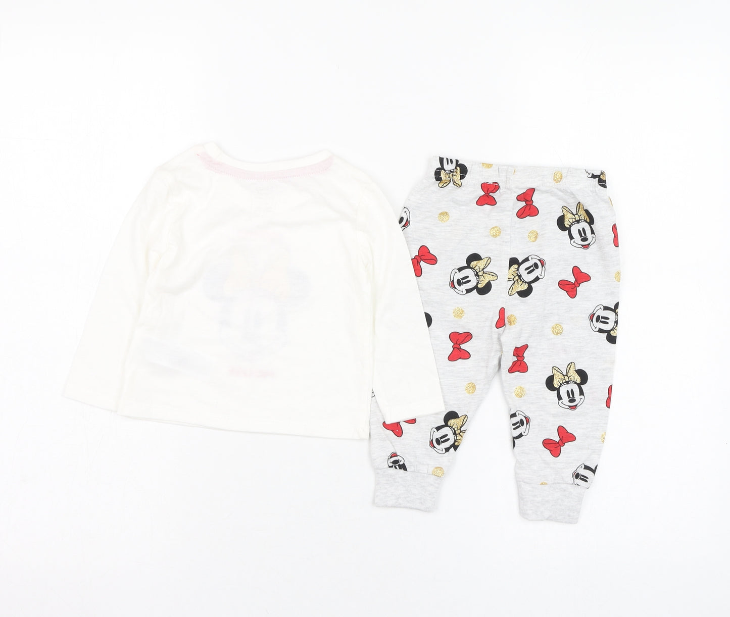 Primark Girls Ivory Solid Cotton Cami Pyjama Set Size 6-9 Months  Pullover - Minnie Mouse