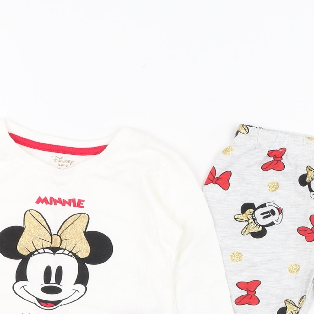 Primark Girls Ivory Solid Cotton Cami Pyjama Set Size 6-9 Months  Pullover - Minnie Mouse