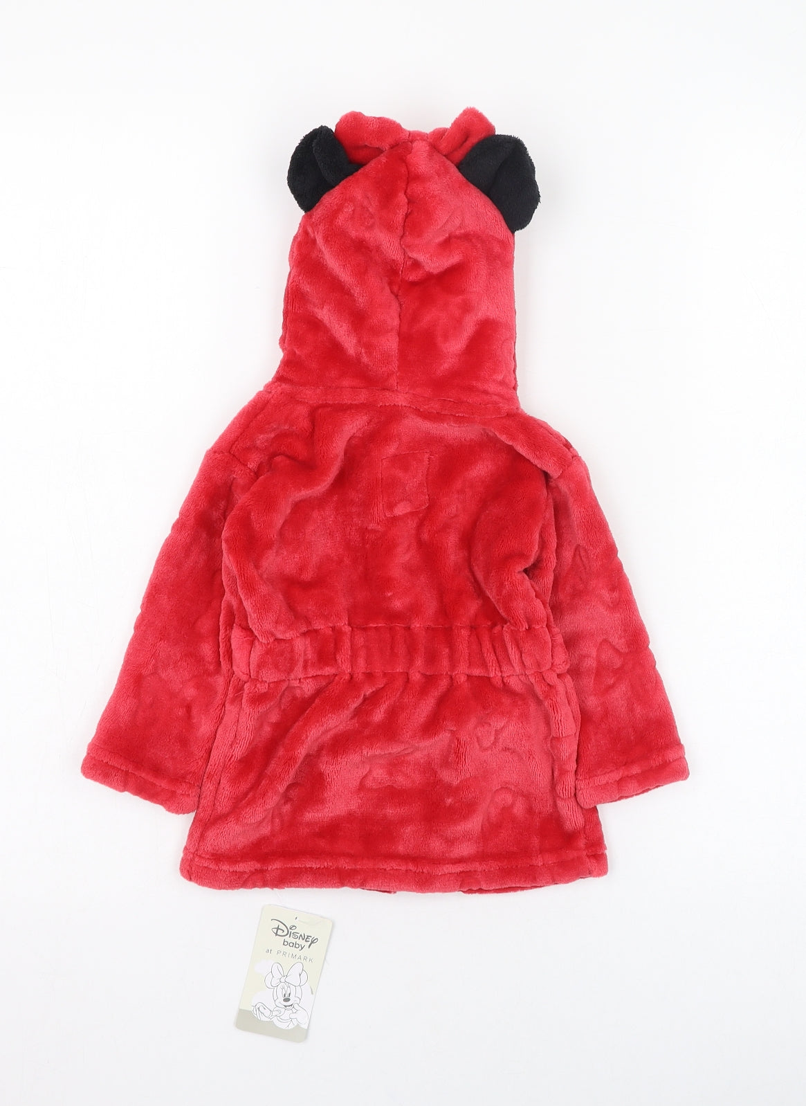 Primark Girls Red Solid Polyester Kimono Gown Size 6-9 Months  Tie - Minnie Mouse