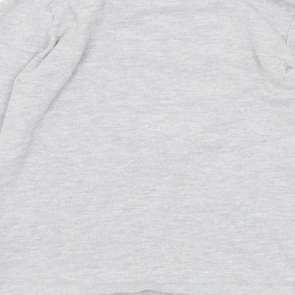 NEXT Girls Grey  Cotton Basic T-Shirt Size 6 Years Round Neck Pullover - Heart