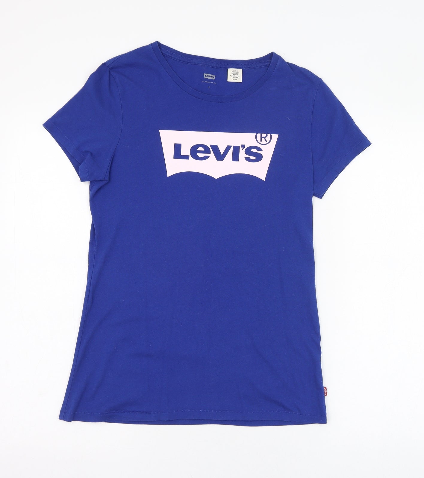Signature by Levi Strauss & Co. Womens Blue  Polyester Basic T-Shirt Size S Round Neck