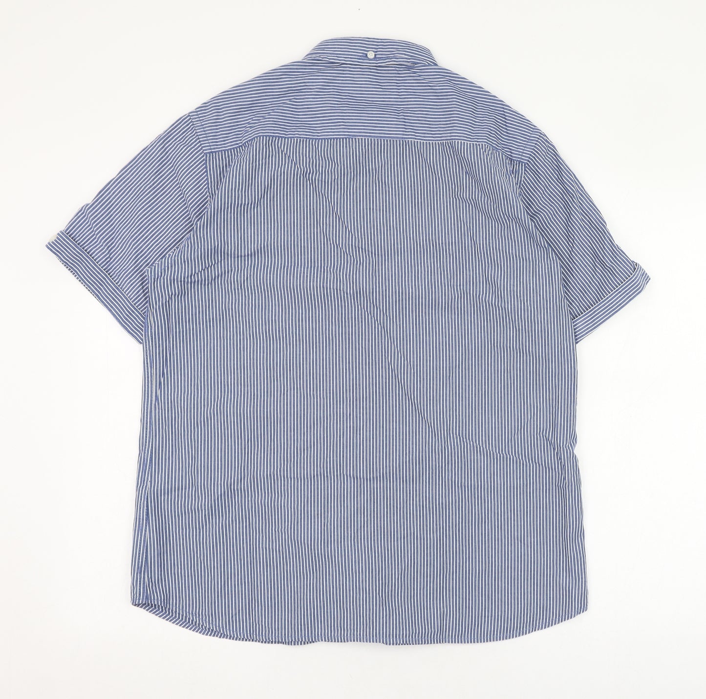 Tokyo Laundry Mens Blue Striped Cotton  Dress Shirt Size L Collared Button