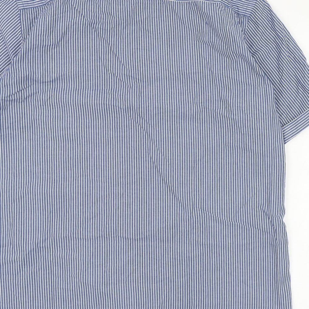 Tokyo Laundry Mens Blue Striped Cotton  Dress Shirt Size L Collared Button