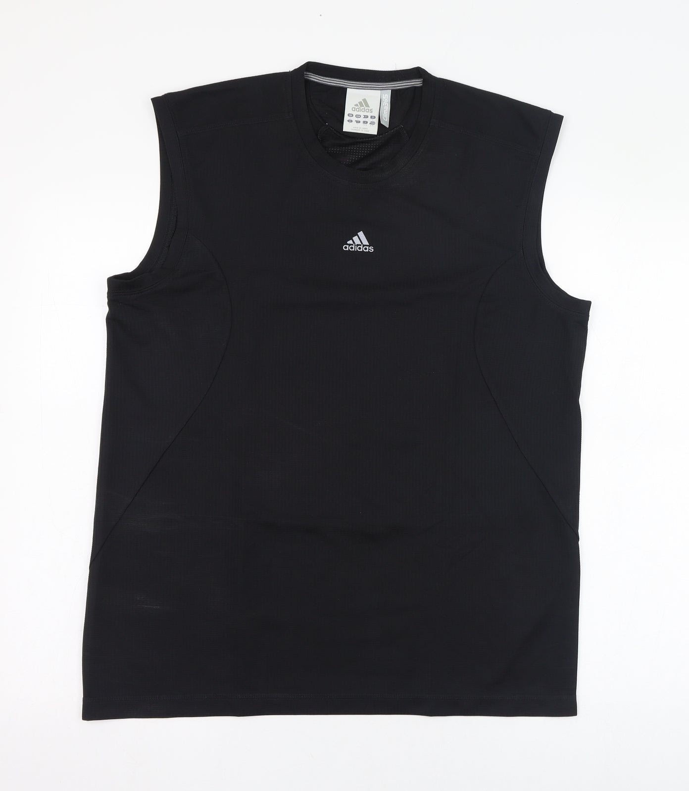 adidas Mens Black  Polyester Basic Tank Size L Round Neck Pullover