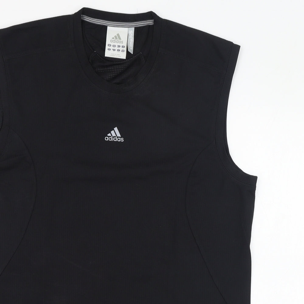 adidas Mens Black  Polyester Basic Tank Size L Round Neck Pullover