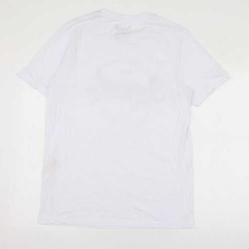 JACK & JONES Mens White  Cotton  T-Shirt Size L Round Neck