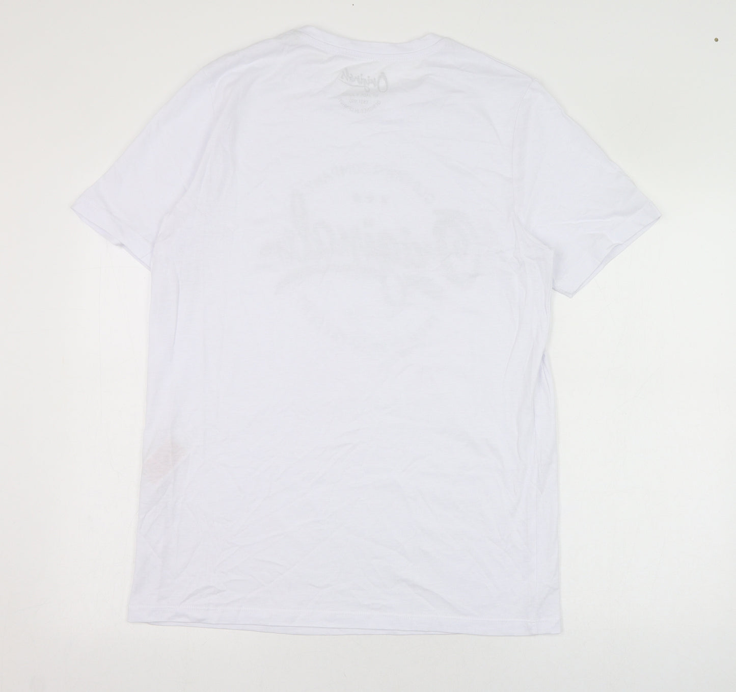 JACK & JONES Mens White  Cotton  T-Shirt Size L Round Neck