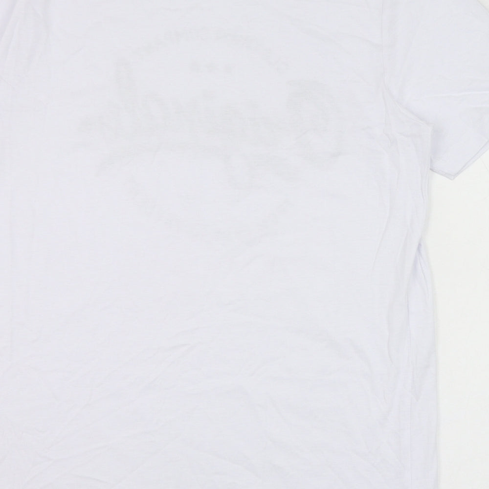 JACK & JONES Mens White  Cotton  T-Shirt Size L Round Neck