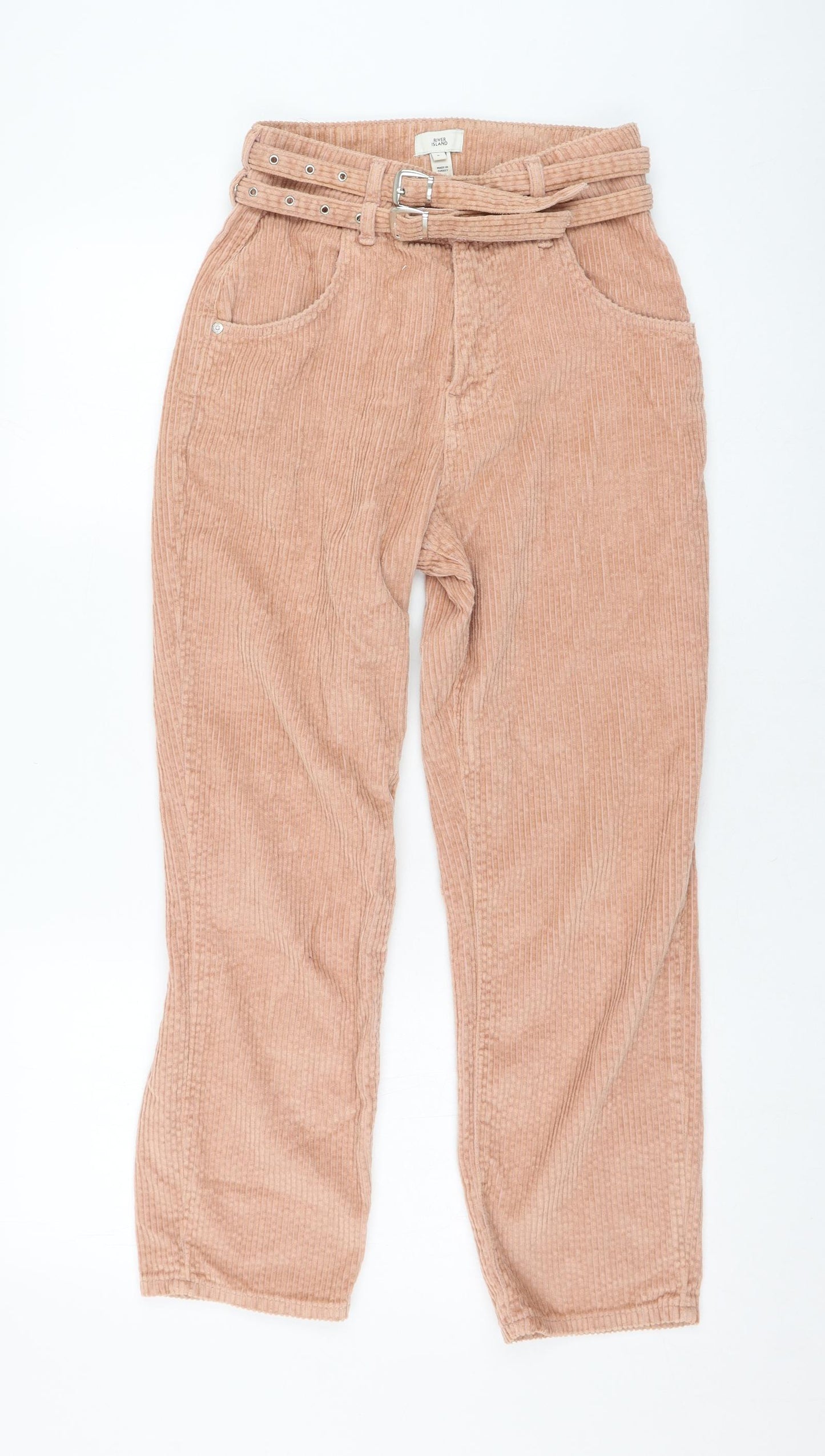 River Island Womens Pink  Cotton Trousers  Size 6 L24 in Regular Zip