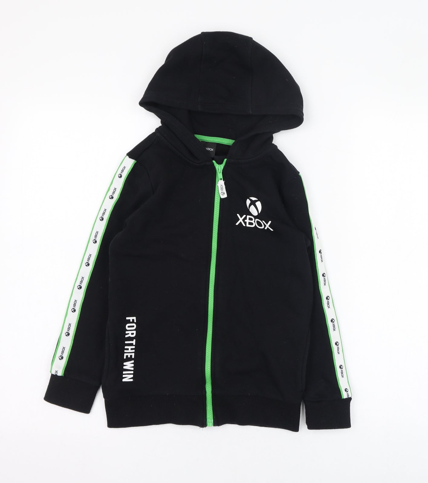 F&F Boys Black  Cotton Full Zip Hoodie Size 7-8 Years  Zip - XBOX