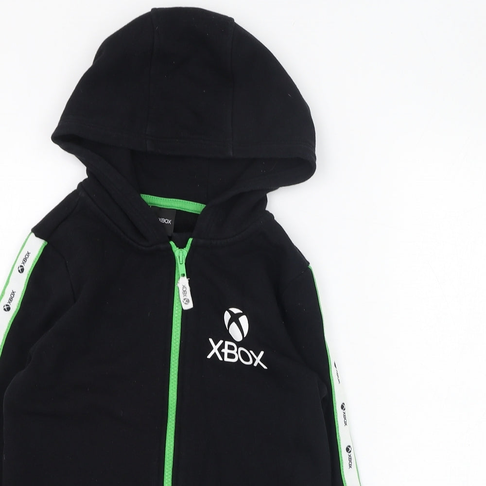 F&F Boys Black  Cotton Full Zip Hoodie Size 7-8 Years  Zip - XBOX