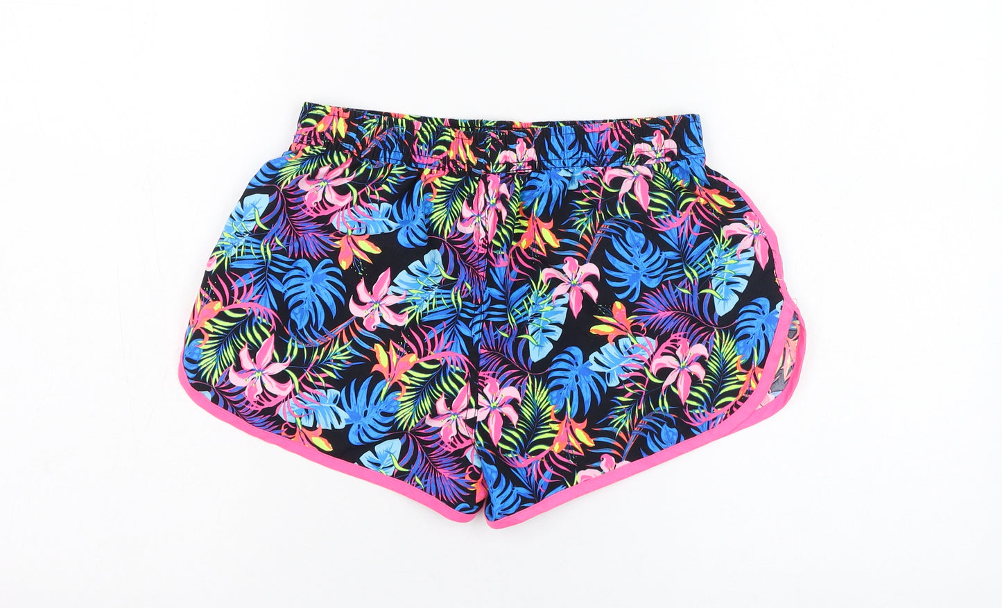 Dunnes Stores Womens Black Floral Polyester Hot Pants Shorts Size 26 L3 in Regular