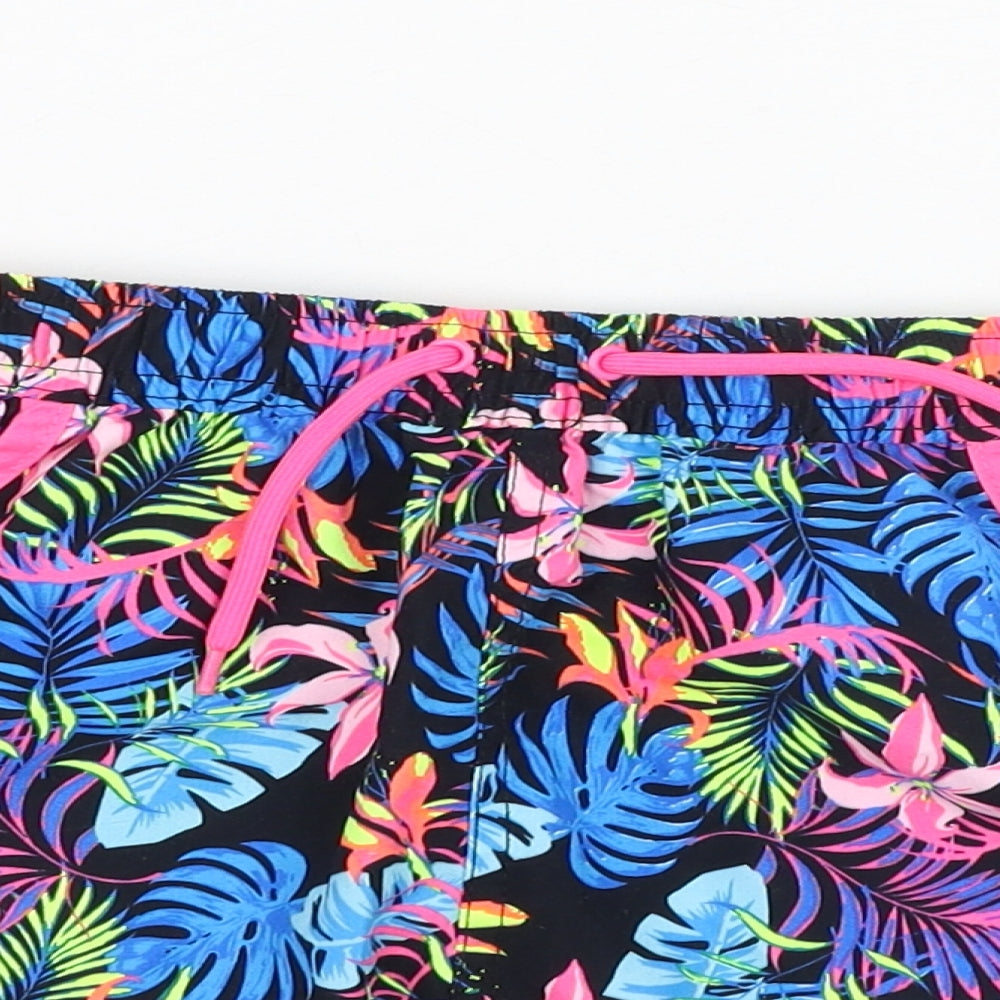 Dunnes Stores Womens Black Floral Polyester Hot Pants Shorts Size 26 L3 in Regular