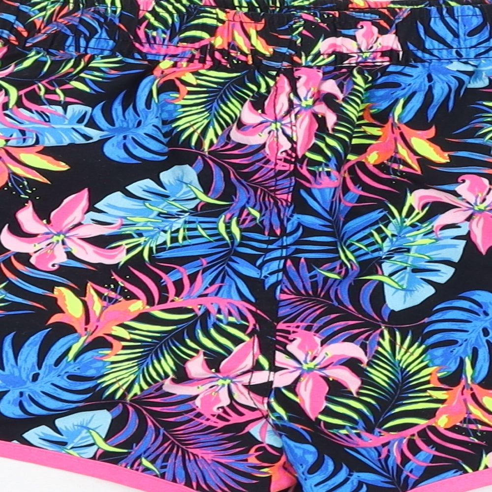Dunnes Stores Womens Black Floral Polyester Hot Pants Shorts Size 26 L3 in Regular