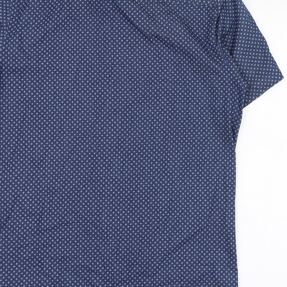 NEXT Mens Blue Geometric Cotton  Dress Shirt Size M Collared Button