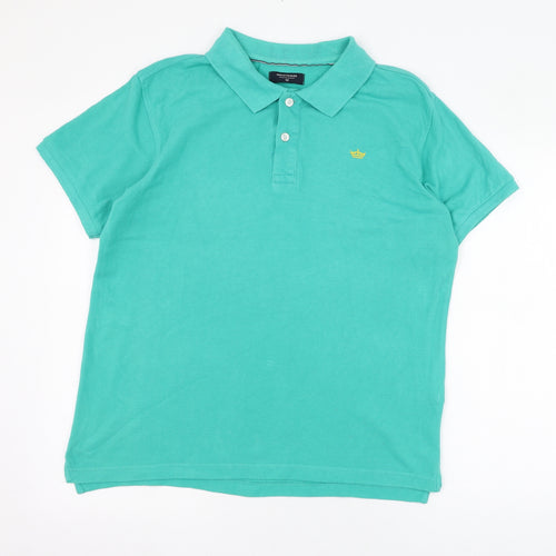 Industrialize Mens Green  Cotton  Polo Size M Collared Button