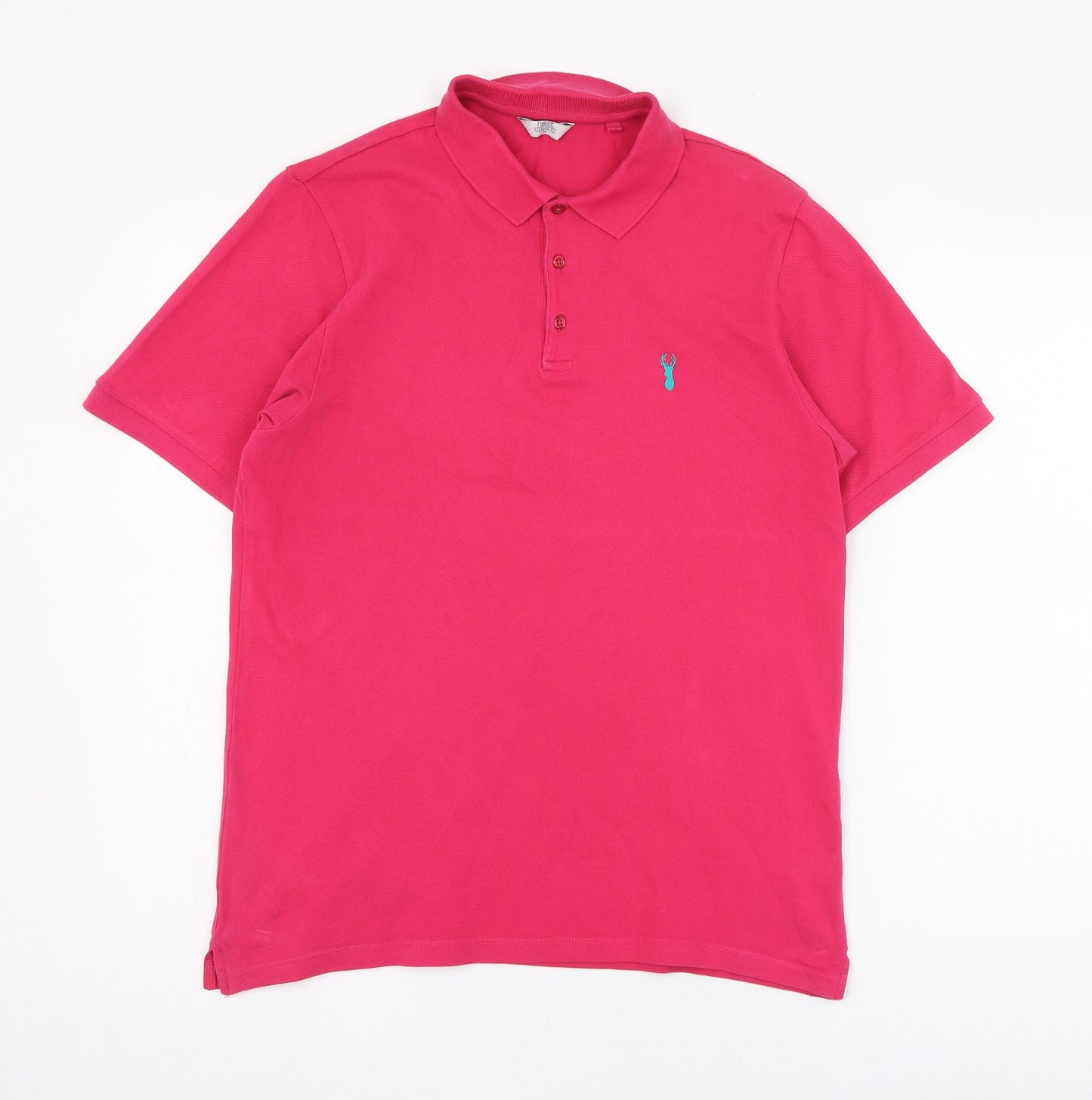 NEXT Mens Pink  Cotton  Polo Size M Collared Button