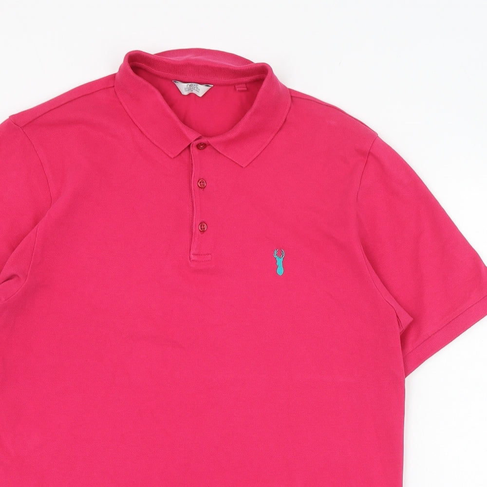 NEXT Mens Pink  Cotton  Polo Size M Collared Button