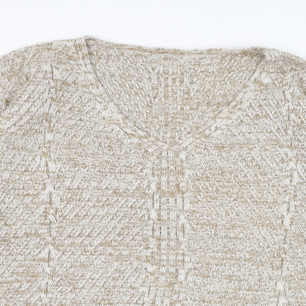Preworn Womens Brown V-Neck  Acrylic Pullover Jumper Size L