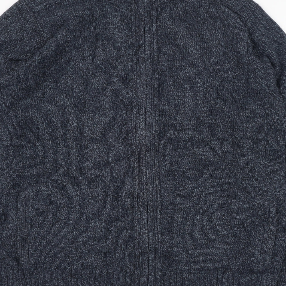 Marks and Spencer Mens Blue Mock Neck  Acrylic Full Zip Jumper Size L