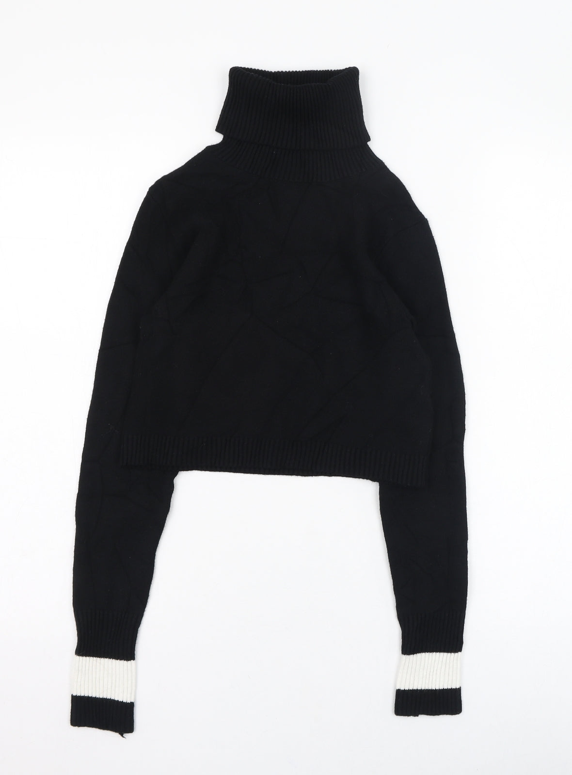 Zara Womens Black Roll Neck  Viscose Pullover Jumper Size M
