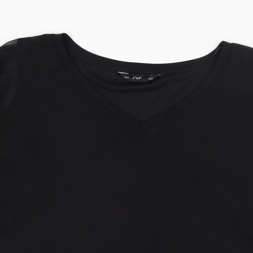 F&F Womens Black  Polyester Basic Blouse Size 20 V-Neck