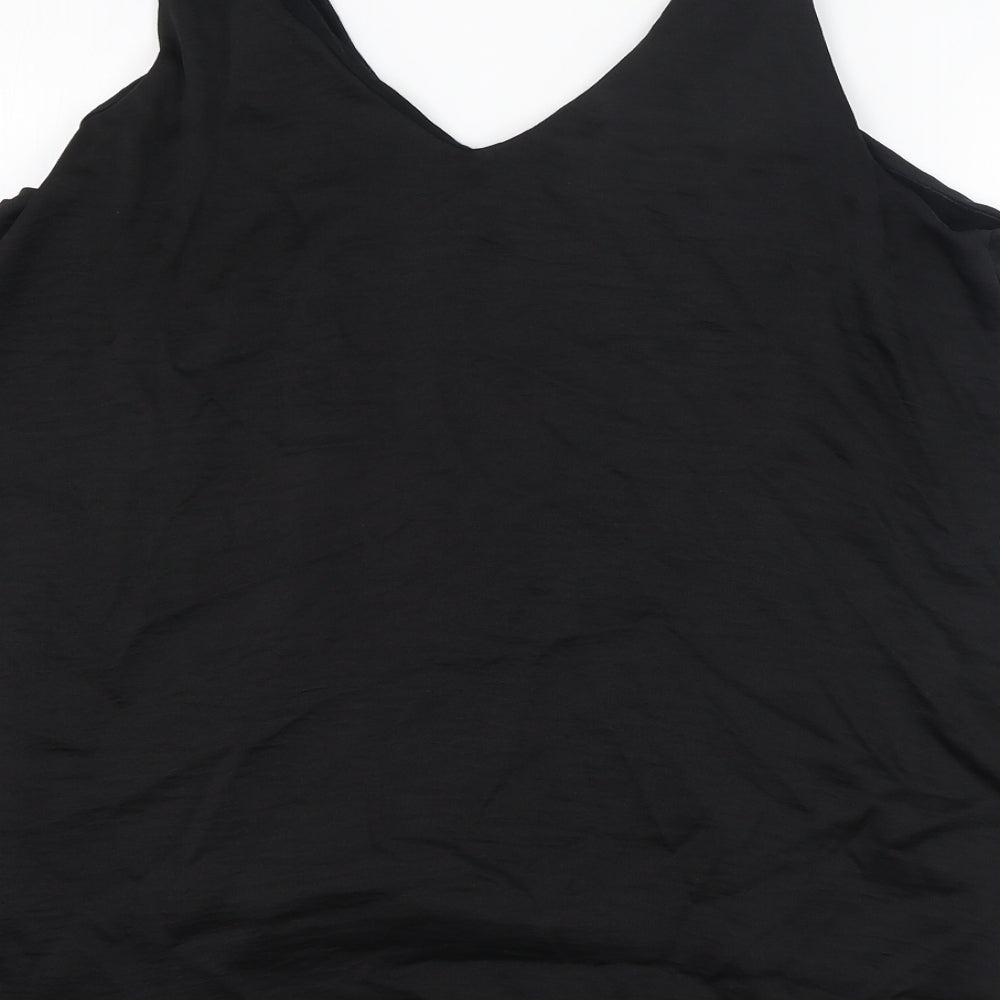 NEXT Womens Black  Polyester Basic Tank Size 18 V-Neck