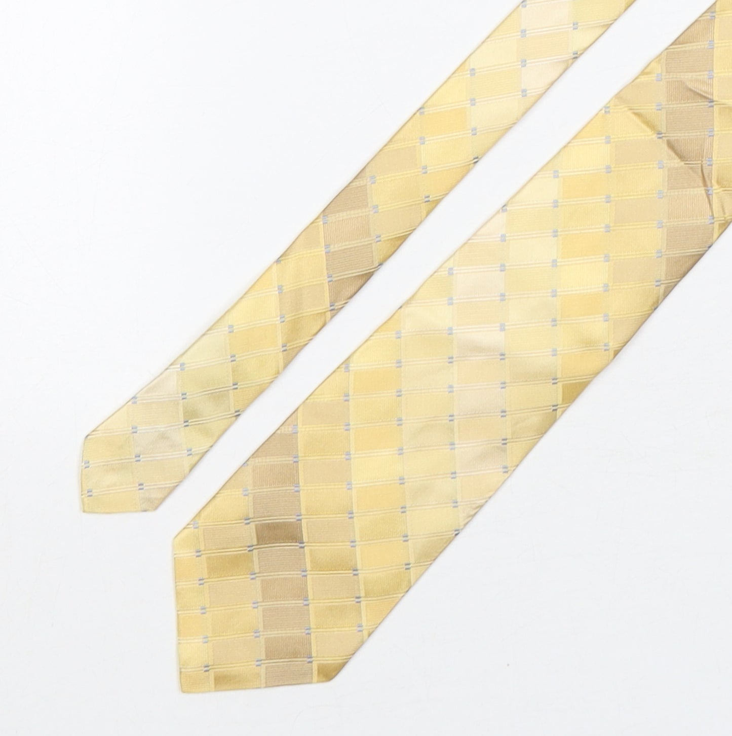 Murano Mens Beige Plaids & Checks Silk Pointed Tie One Size