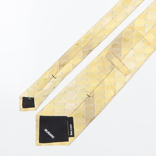 Murano Mens Beige Plaids & Checks Silk Pointed Tie One Size