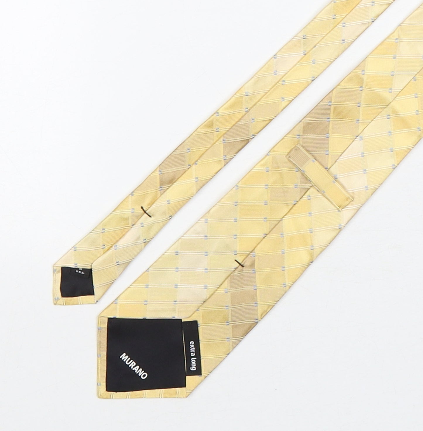 Murano Mens Beige Plaids & Checks Silk Pointed Tie One Size