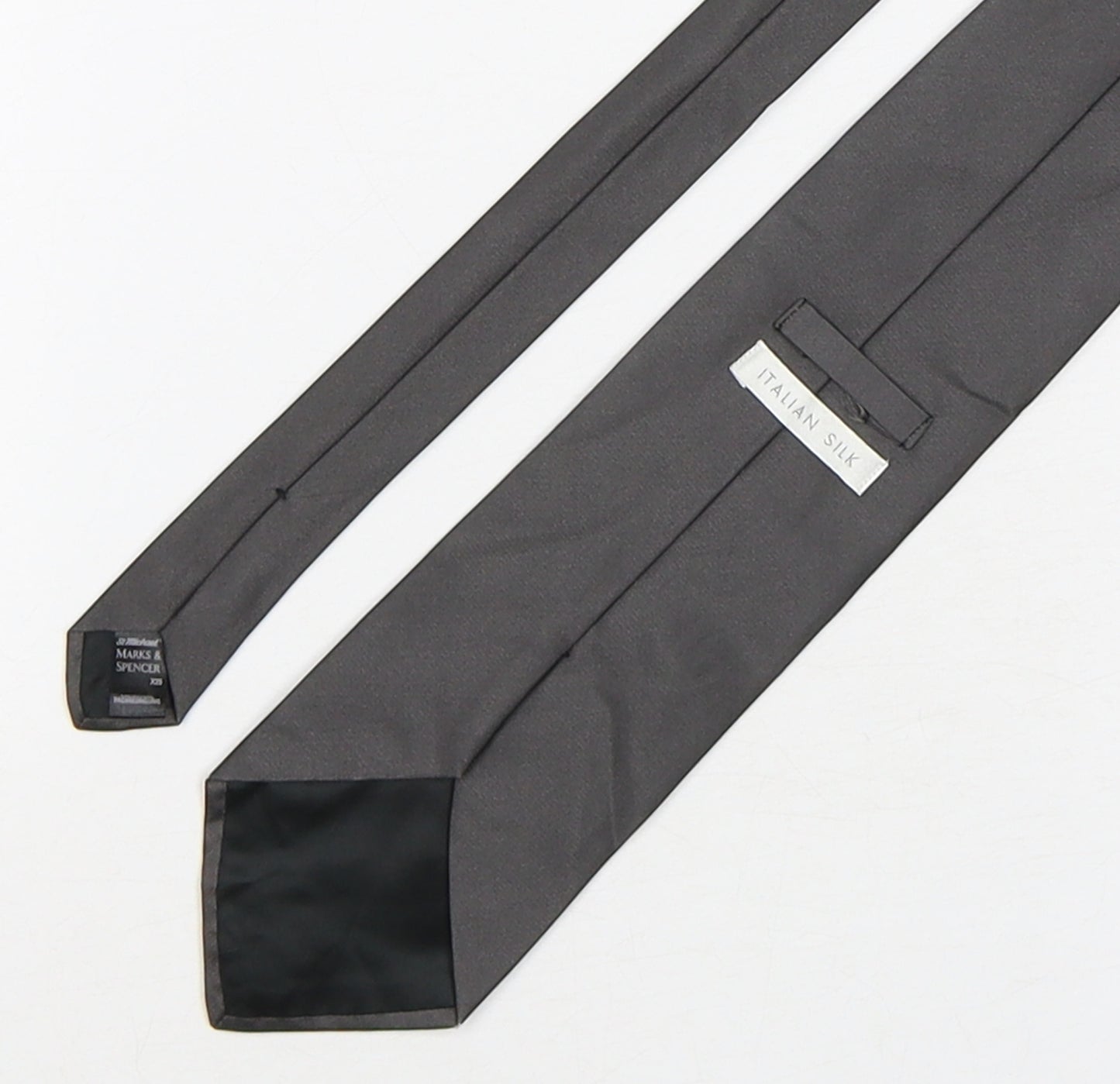 Marks and Spencer Mens Grey  Silk Pointed Tie One Size